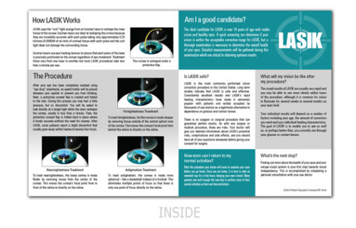 Lasik Laser Vision Correction Brochure 8 5″x14″ Patient Education Concepts